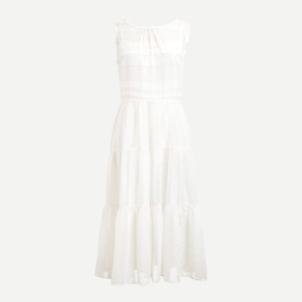 NWT J.Crew Tiered midi dress in striped clip dot